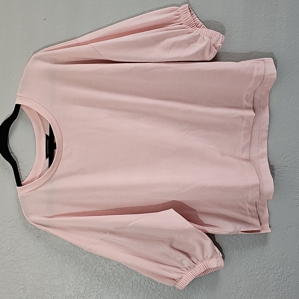 Banana Republic Light Pink Blouse 3/4 Balloon Sleeve Womens Medium Oversized